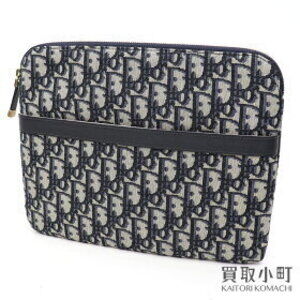Dior Oblique Zip Clutch Jacquard Canvas Document Case Shoulder Bag